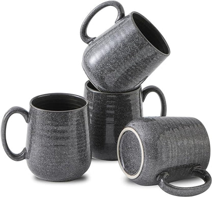 Hasense Dark Grey Coffee Mugs Set of 4, 12oz Ceramic Coffee Cups, Latte Mug by Hasense