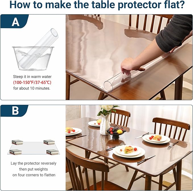 Clear Table Cover Protector Rectangle 40 x 60 Inch, 2.0mm Transparent Plastic Table Protector Waterproof, Anti-Scratch Clear Desk Mat for Office Desktop Dresser Dining Table, FDA Compliant