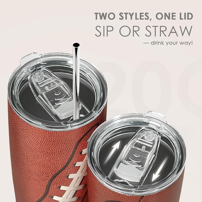 SANDJEST Football Tumbler 20oz Stainless Steel Insulated, Travel Coffee Cup - Image 5
