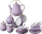 Jusalpha Serve for 6- Fine China Pink Coffee Cup/Teacup Set, 8 OZ Cups& Saucer by Jusalpha