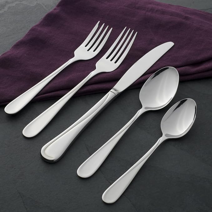 Oneida Silverware Set, Flight Everyday Flatware Dinner Spoons Set, Service - Image 3
