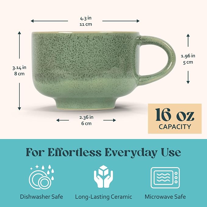 NOVA CERAMICS Ceramic Coffee Mug - 16 oz Coffee Cups - Large Mug - Image 4