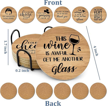 6 PCS Funny Schitts Cork Coasters for Drinks,Schitts TV Show Merchandise,Set with Coaster Holder Coffee Table Tea Table bar,Creek TV Themed Coasters Gifts for Fans