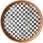 Round Rattan Tray with Mother of Pearl Inlay, Wooden Base | Coffee Table by Unknown