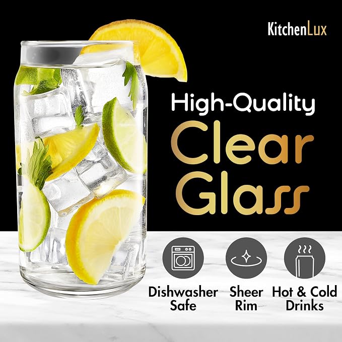 16 oz Can Shaped Glass Cups, Aesthetic Soda Can Cup Clear Glass Tumbler Beer - Image 3