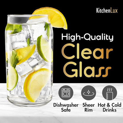 16 oz Can Shaped Glass Cups, Aesthetic Soda Can Cup Clear Glass Tumbler Beer - Image 3