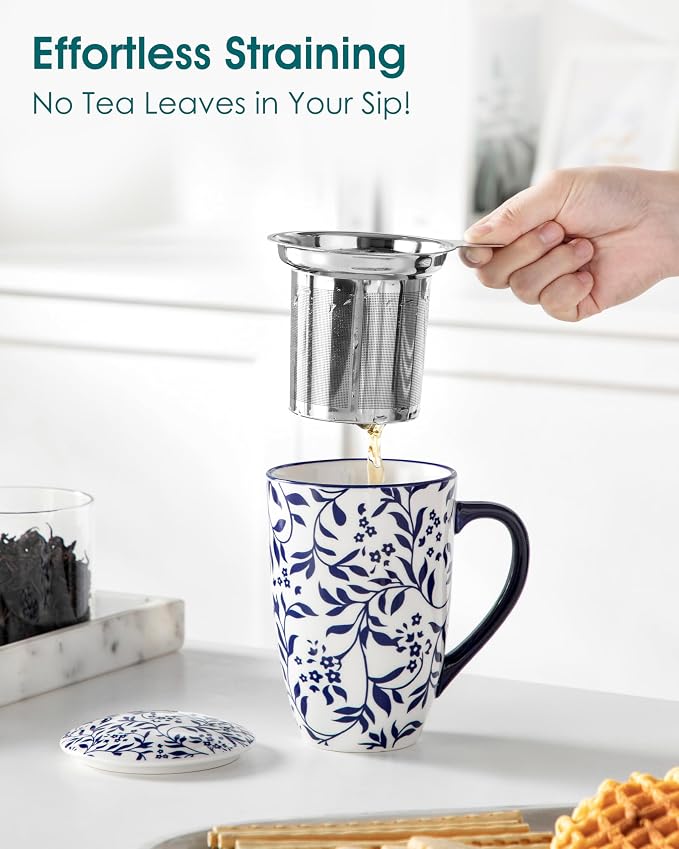 vancasso SELENE Porcelain Tea Mug, 18 oz Porcelain Tea Cup - Image 7