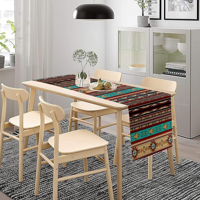 Aztec Southwest Table Runner, Ethnic Style Design Geometric Table Runners - Image 3