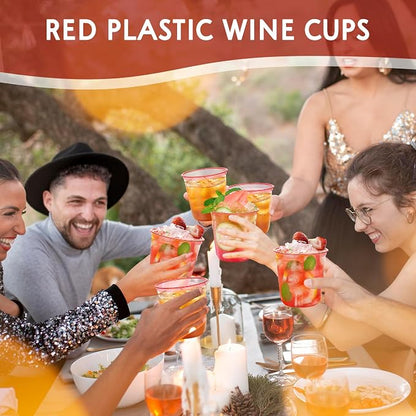 KesaPlan 100Pcs 12oz Red Plastic Party Cups, Disposable Wine Cocktail Cups | - Image 8