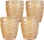 abrwyy Amber Glassware set of 4 Vintage Drinking Glasses, 9.5oz Amber Heavy by abrwyy