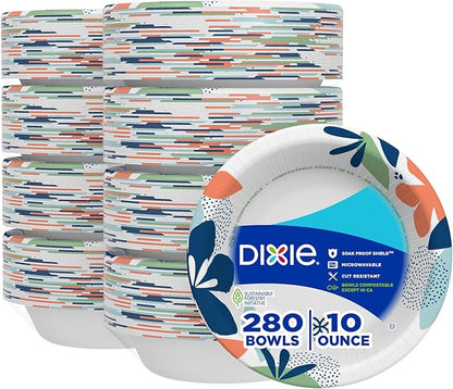 Dixie Small Paper Bowls, 10 Oz, Microwave-Safe, Soak-Proof, Disposable Bowls by Unknown