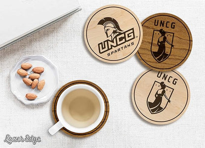 LazerEdge UNC Greensboro Spartans Wooden Coaster Set - Maple Wood - Officially Licensed Product - 4-Pack
