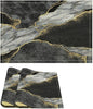 Marble Linen Placemats Set of 2, Modern Abstract Foil Texture Grey Black Marble Washable Cloth Place Mats, Non-Slip Dining Table Placemats for Home Kitchen Party Banquets Decor 12x17 Inch