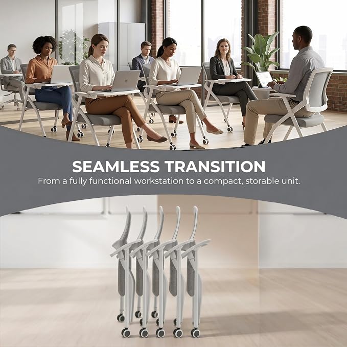 2 Pack Foldable Office Training Chairs - Image 7
