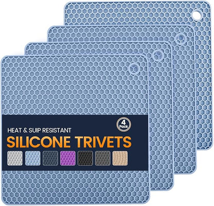 Silicone Trivet Mats 4 Heat Resistant Pot Holders Multipurpose Non-Slip Hot Pads by Unknown