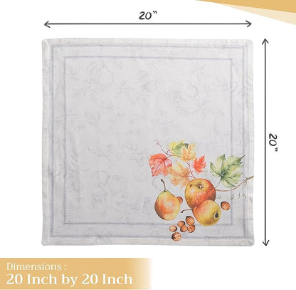 Maison d' Hermine Cloth Napkins Set of 4 100% Cotton for Thanksgiving Christmas Decorations Everyday Reusable Square Fall Napkins Cloth Washable Dinner Party (Fruit D'Hiver, 20"x20")