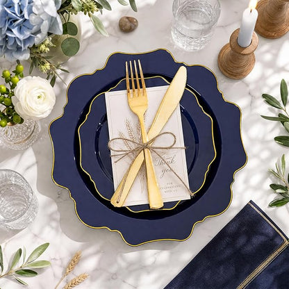 50PCS Navy Blue Disposable Plates Fancy Blue Plates - Image 5