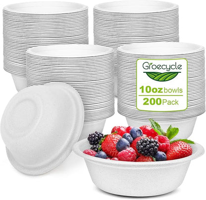 10 oz Paper Bowls Disposable Heavy Duty, 200 Pack, Microwavable Safe by Unknown