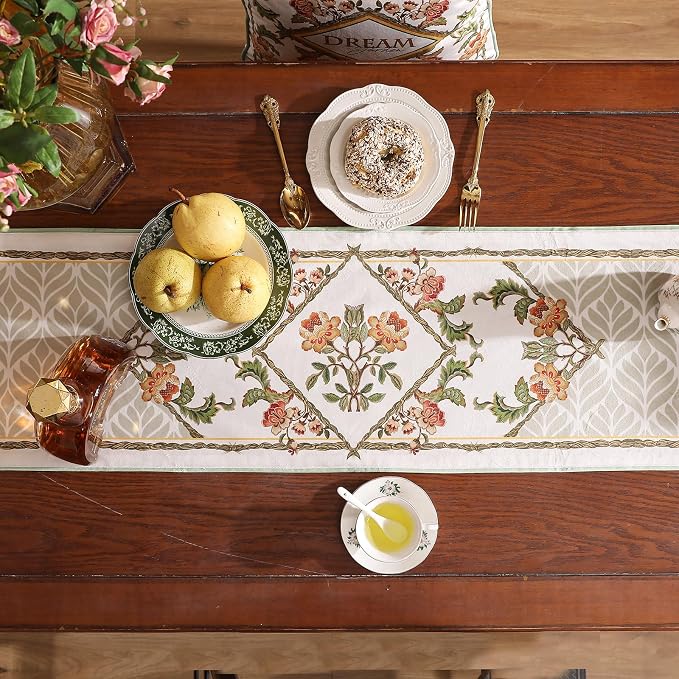 Patdrea Designer Elegant French Velvet Table Runner, Floral Print, Thanksgiving - Image 6