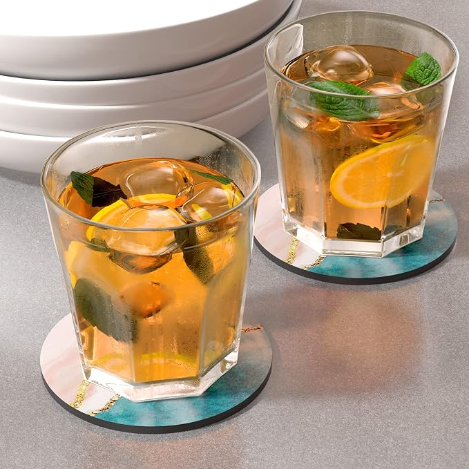 Coasters for Drinks, Kitchen Home Decor Housewarming Gift, Round 4 in - Image 2