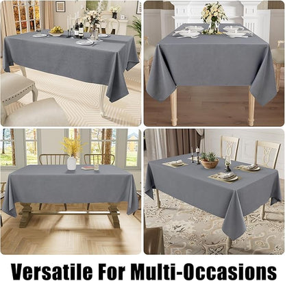 Smiry Rectangle Table Cloth Linen Textured, Waterproof Spillproof Anti-Wrinkle Burlap Tablecloth, Washable Decorative Fabric Table Cover for Dining, Party, Banquet, 60 x 84 Inch, Grey