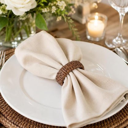 Cane Napkin Rings, Dark Brown, lacquered finish, 2.25x2.25x0.5 in, holds cloth - Image 7