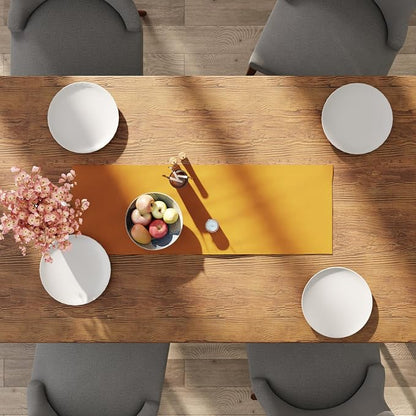 Encasa XO Table Runner, Cotton Canvas Dining Runner 13"x36" | Mango, 180 GSM - Image 4