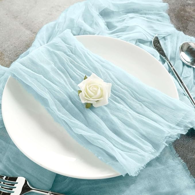 Efavormart 5 Pack 24"x19" Baby Blue Matte Gauze Cheesecloth Napkins, Serene - Image 5