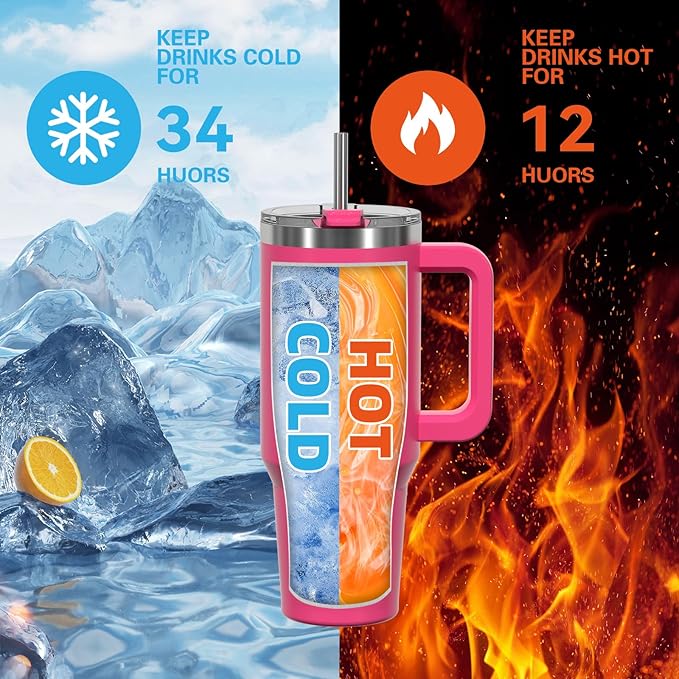 20 oz Tumbler with Handle, Tumbler with Lid and Straw, Double Wall Insulated - Image 3