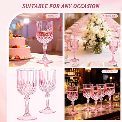 7OZ Plastic Wine Glasses, Reusable Vintage Goblets Unbreakable Drinking Glasses - Image 8