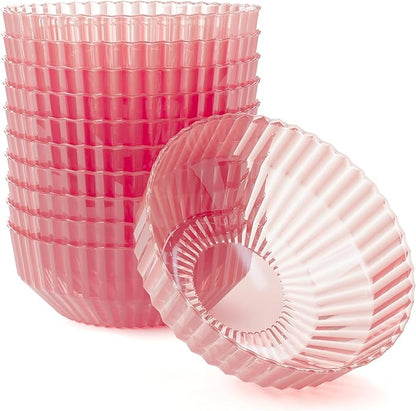 Exquisite Pink Plastic Bowls Disposable - 16 Oz - 20 Count - Disposable Soup Bowls - Great for Weddings Parties And Formal Occasions
