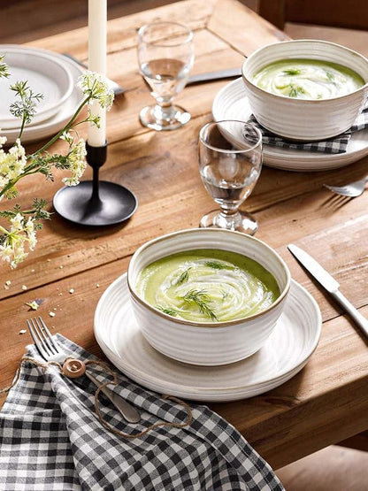 LE TAUCI Large Soup Bowl 42 oz, Ceramic Kitchen Bowl Set - Image 2