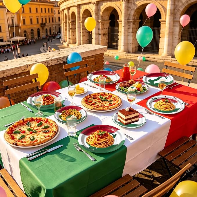 180Pcs Italian Flag Plates and Napkins Party Supplies, Serves 60 | Disposable - Image 3
