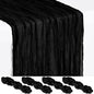 Showgeous 4 Pack Black Cheesecloth Table Runner, 17 x 108 Inches | Boho by Showgeous