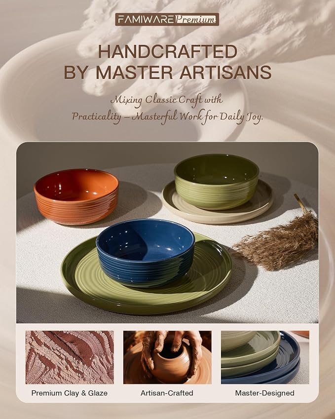 Dinnerware Set for 4, Ceramic Plates and Bowls, Chip & Scratch Resistant - Image 5