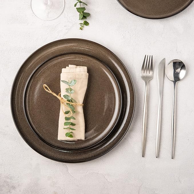 LERATIO Ceramic Dinner Plates Set of 4, 10.5 Inch Reactive Glaze Plate Sets | - Image 4