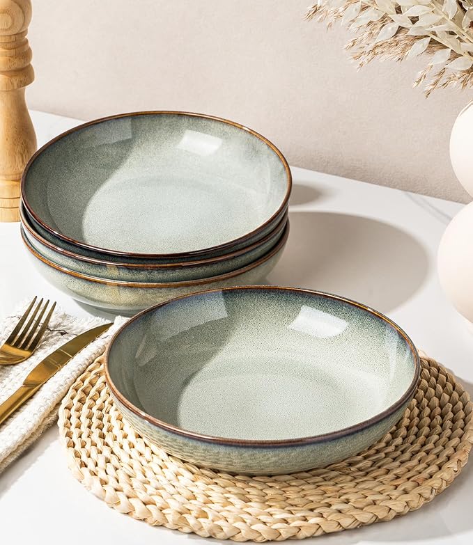 GBhome 8.5'' Ceramic Pasta Bowls, 36oz Stoneware Salad Bowls Set of 4 | - Image 3