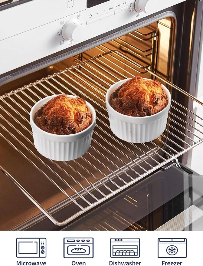 8 oz Ramekins Set of 6, Porcelain Ramekins Oven Safe, Small Souffle Dishes - Image 3