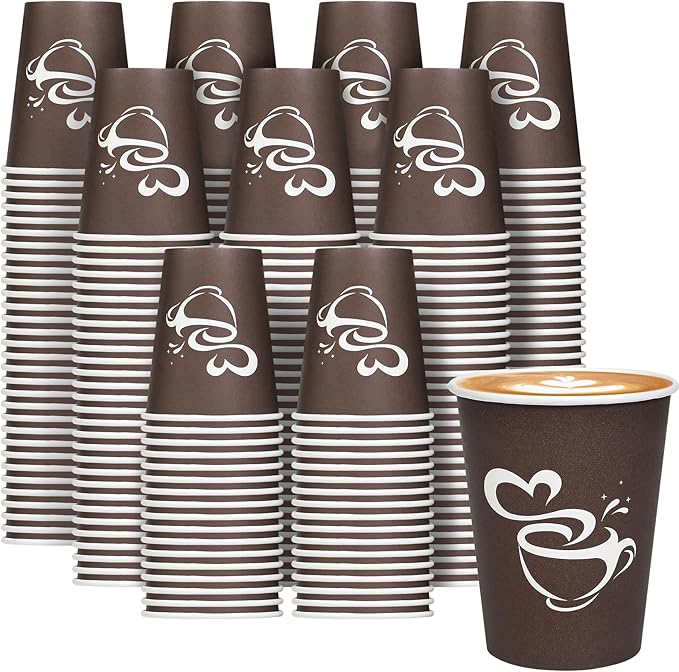 Clawsoff 400 Count 8 oz Paper Coffee Cups Disposable Hot Coffee Cups Brown | by BuyNow