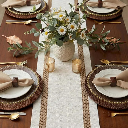 Fall Table Runner with Tassels for Coffe Table Home Decor 12x90 Inch | 90 - Image 4