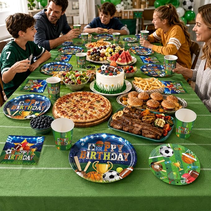 250Pcs Sports Birthday Plates for Boys Birthday Party Supplies Serves 50 | - Image 6