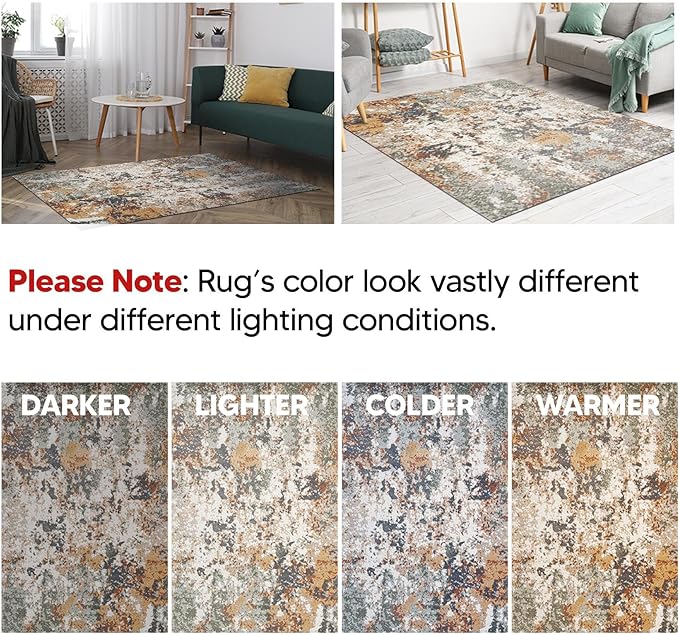 Keen Home Design Area Rugs - 2x8 Non-Shedding, Abstract Rugs for Kitchen, Living Room, Bedroom, Dining Room, Entryway - Size: 2'8" x 7'7", Multi