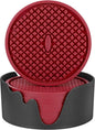 ME.FAN Silicone Coasters [6 Pack] Thickened Drink Coasters with Holder - Cup Mat - Non-Slip, Non-stick, Stay Put, Deep Tray - Prevents Furniture and Tabletop Damages(Wine Red)