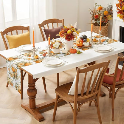 Thanksgiving Table Runner 72 Inches Long, Autumn Floral Leaves Kitchen Dining - Image 6