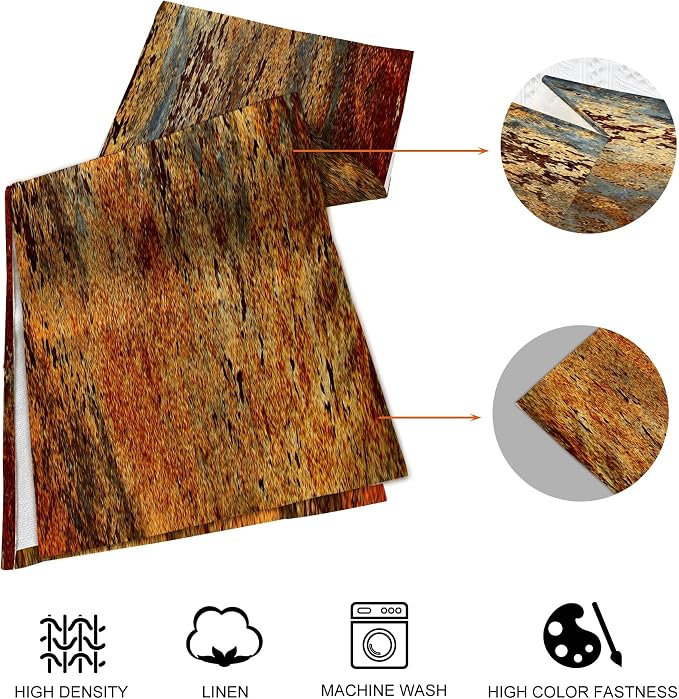 Brown Rust Table Runner and Place Mats Set of 6 Abstract Colorful Metal Steel - Image 4