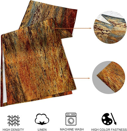 Brown Rust Table Runner and Place Mats Set of 6 Abstract Colorful Metal Steel - Image 4