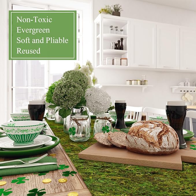 Dried Moss Table Runner Preserved Moss Mat Artificial Green Moss Roll - Image 4