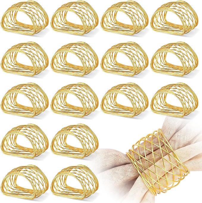 LemonRoad 24 Pcs Gold Twisted Wire Mesh Napkin Rings Metal Napkin Holders by Unknown