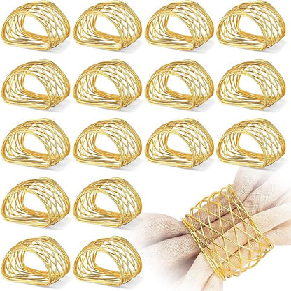 LemonRoad 24 Pcs Gold Twisted Wire Mesh Napkin Rings Metal Napkin Holders by Unknown