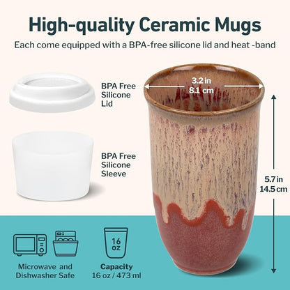 NOVA CERAMICS Travel Coffee Cup– Travel Coffee Tumbler – On the Go Coffee Mug – - Image 3